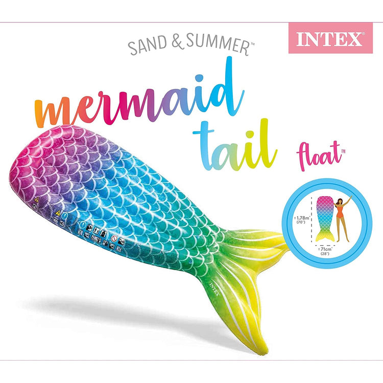 Intex - Matelas Gonflable pour Piscine en Forme de Queue de Sirène, 70'' x 28'', Multicolore - Simple Boutique