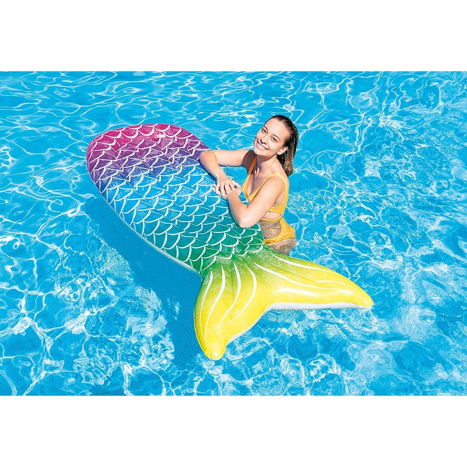 Intex - Matelas Gonflable pour Piscine en Forme de Queue de Sirène, 70'' x 28'', Multicolore - Simple Boutique