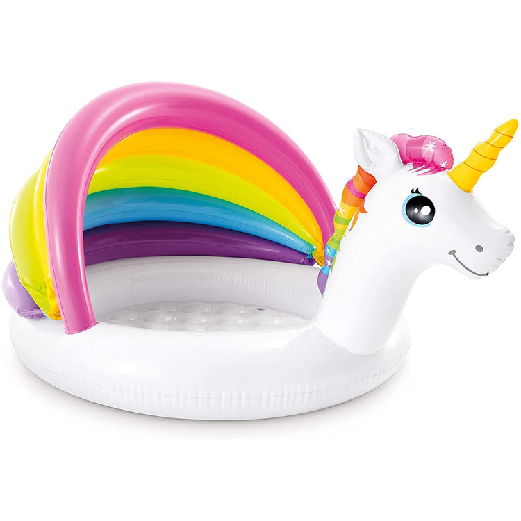 Intex - Mini Piscine Licorne Gonflable avec Pare-Soleil, 50'' x 40'' x 27'', Pour Enfants de 1 à 3 Ans, Blanc - Simple Boutique