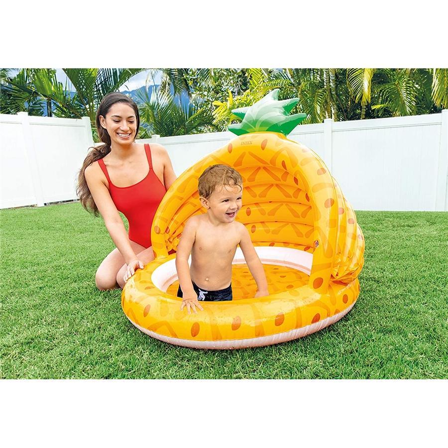 Intex - Pataugette Gonflable pour Bambin avec Ombrelle, Diamètre de 40'', Motif d'ananas - Simple Boutique