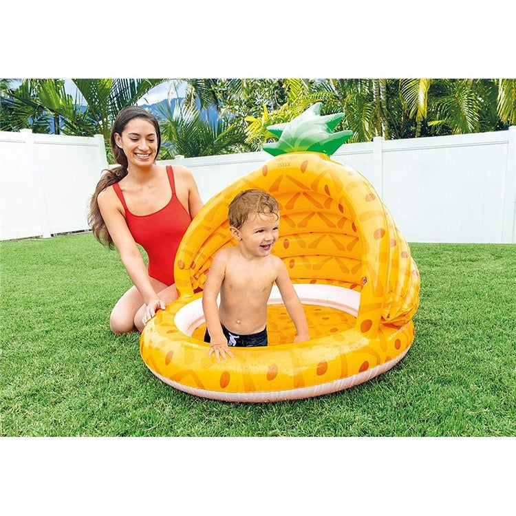 Intex - Pataugette Gonflable pour Bambin avec Ombrelle, Diamètre de 40'', Motif d'ananas - Simple Boutique