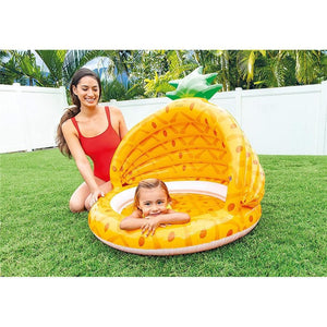 Intex - Pataugette Gonflable pour Bambin avec Ombrelle, Diamètre de 40'', Motif d'ananas - Simple Boutique