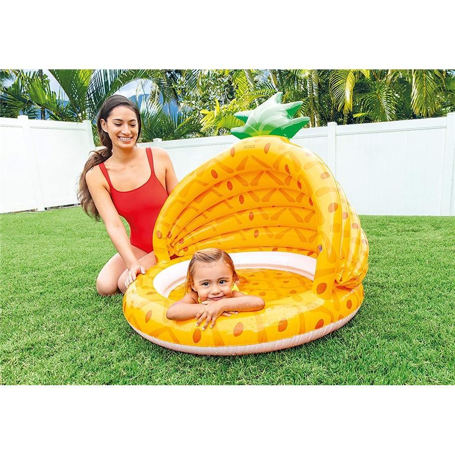 Intex - Pataugette Gonflable pour Bambin avec Ombrelle, Diamètre de 40'', Motif d'ananas - Simple Boutique