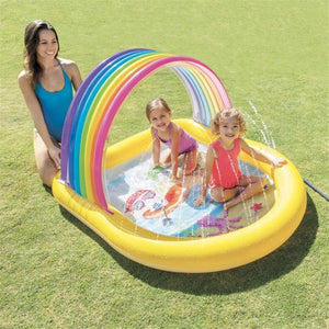 Intex - Piscine Gonflable pour Enfant avec Fontaine, 58'' x 51'' x 34'', Arc-en-Ciel - Simple Boutique