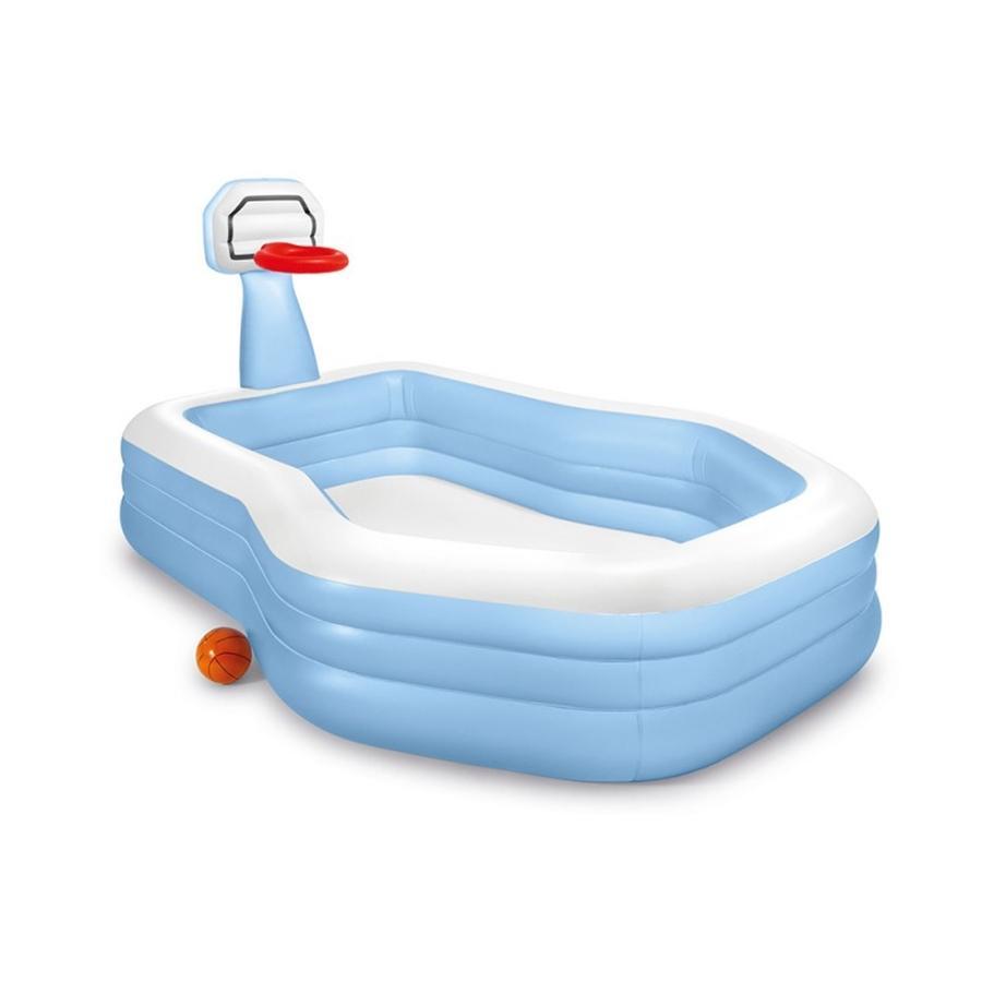 Intex - Piscine pour Enfant Avec Panier de Basket, 100'' x 74'' x 51'', Ballon Inclus, Bleu - Simple Boutique