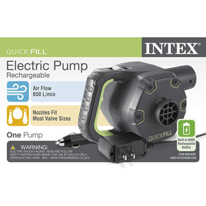 Intex - Pompe à Air Électrique Rechargeable, 3 Buses Interchangeable, Utilisation Interieur ou Exterieur - Simple Boutique