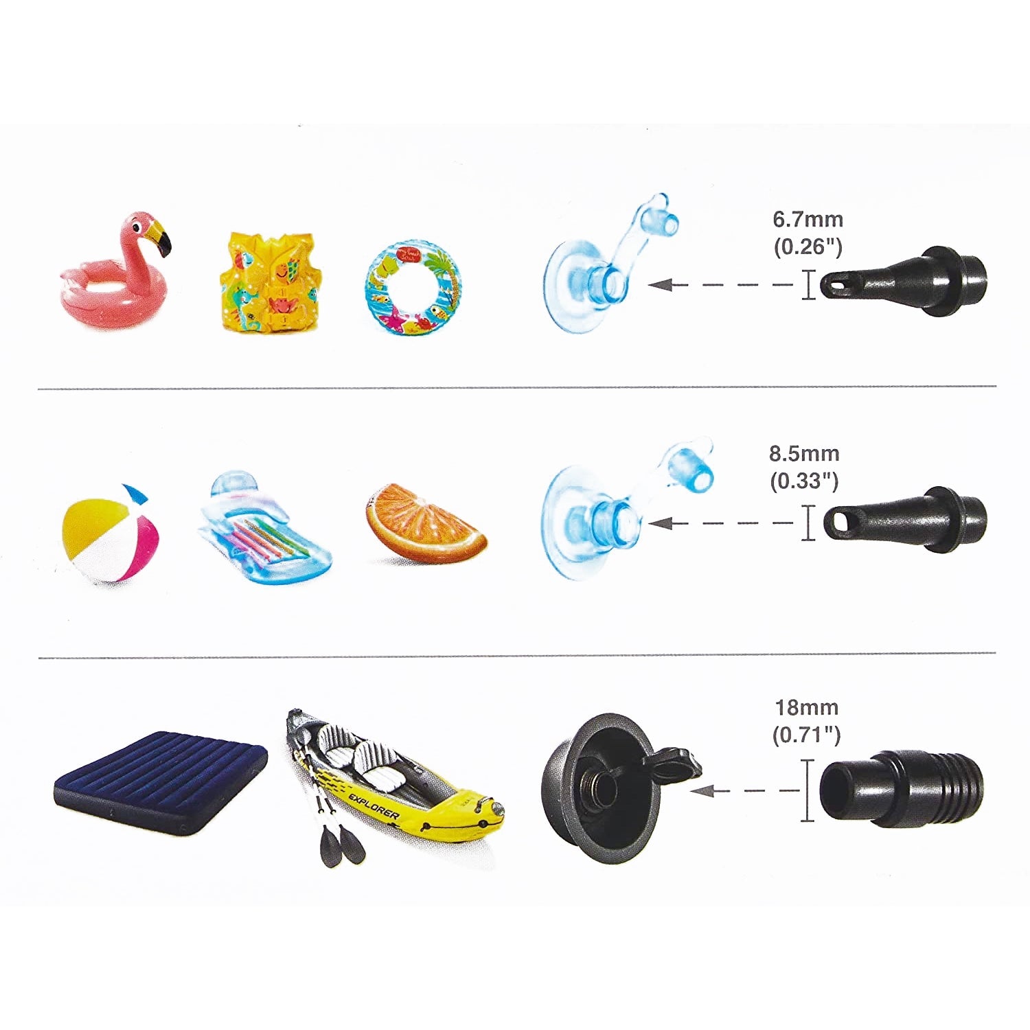 Intex - Pompe à Main Double Quick II, Compend 3 Buses Différentes, Noir - Simple Boutique