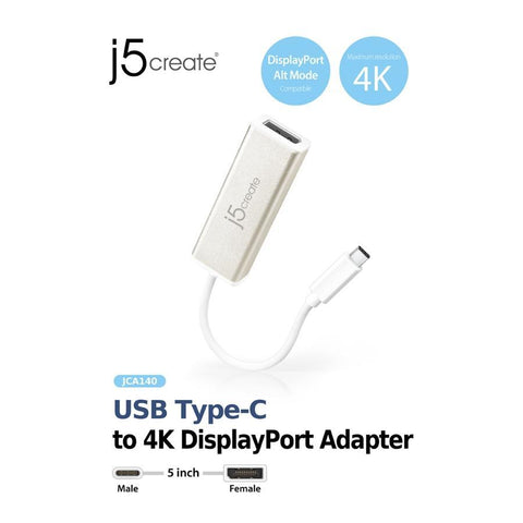 J5Create - Adaptateur Type-C USB à DisplayPort 4K, Blanc