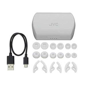 JVC - Écouteurs Sans-Fil Intra-Auriculaire Sport, Bluetooth 5.0, Avec Boitier de Recharge, Gris - Simple Boutique
