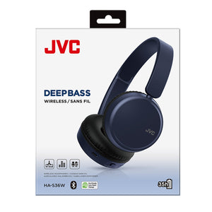 JVC HA-S36W-A - Écouteur Supra-Auriculaire Sans-Fil, Bluetooth 5.2, Télécommande et Microphone Intégrés, Bleu - Simple Boutique