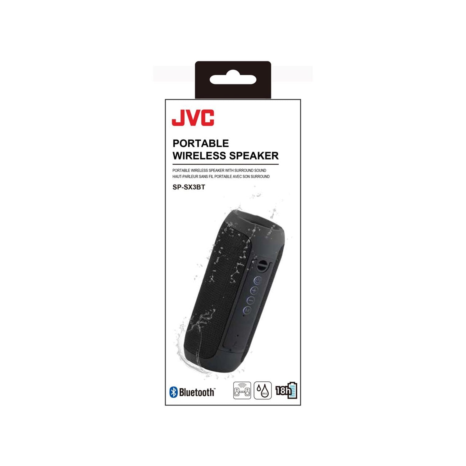 JVC SP-SX3BT - Haut-Parleur Portable Sans-Fil, Bluetooth 5.0, Résistant à L'eau, Noir - Simple Boutique