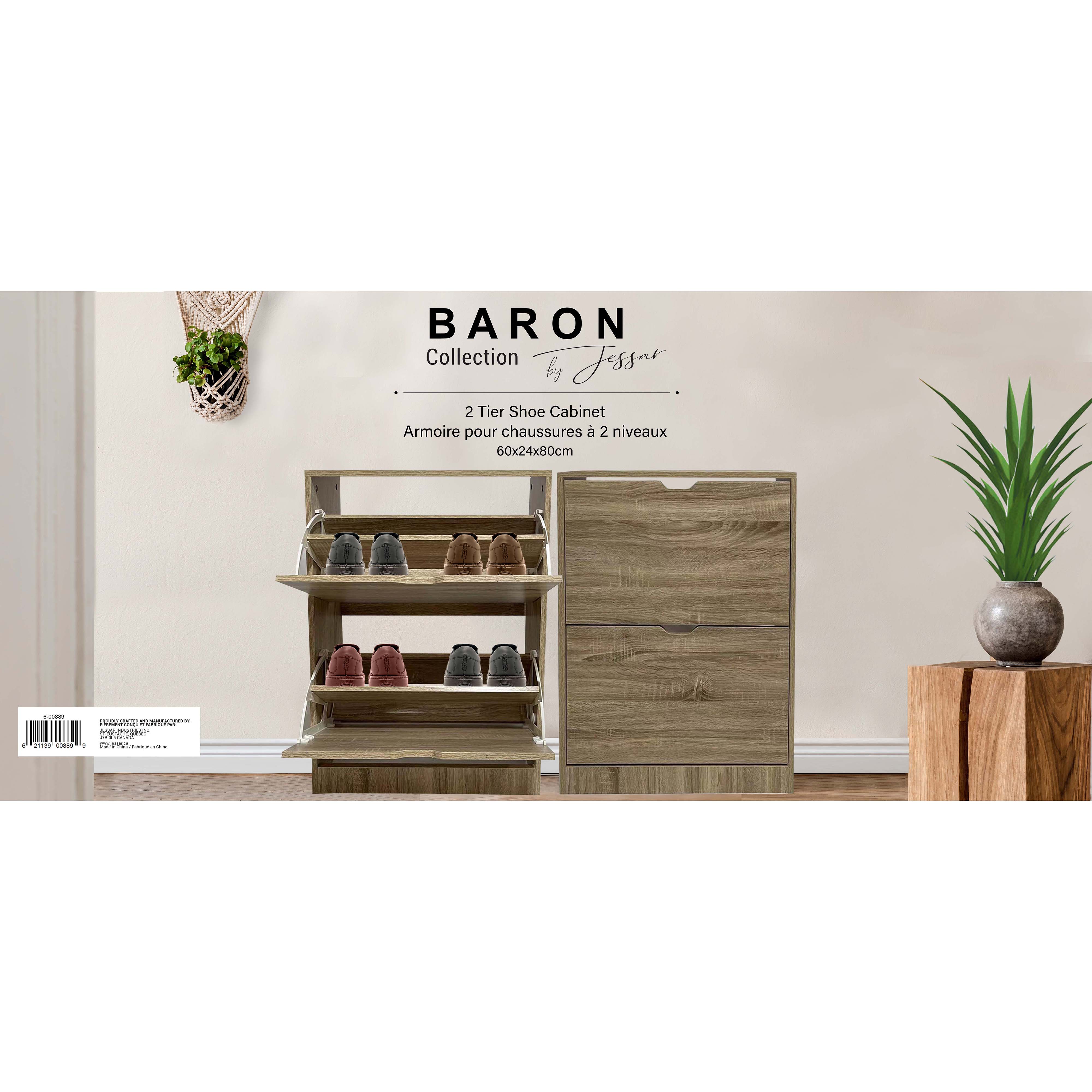 Jessar - Armoire de Rangement pour Chaussures à 2 Niveaux, De la Collection Baron, Brun - Simple Boutique