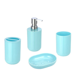 Jessar - Ensemble d'accessoires pour Salle de Bain 4 Morceaux, Bleu - Simple Boutique
