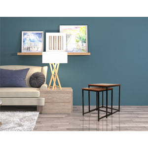 Jessar - Ensemble de 2 Tables d'appoint Carré, De la Collection Ross, Brun - Simple Boutique