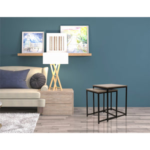 Jessar - Ensemble de 2 Tables d'appoint Carré, De la Collection Ross, Gris - Simple Boutique