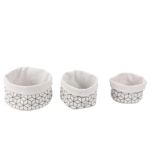 Jessar - Ensemble de 3 Panier de Rangement en Tissu Pliable, Blanc - Simple Boutique