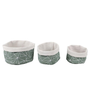 Jessar - Ensemble de 3 Panier de Rangement en Tissu Pliable, Vert - Simple Boutique