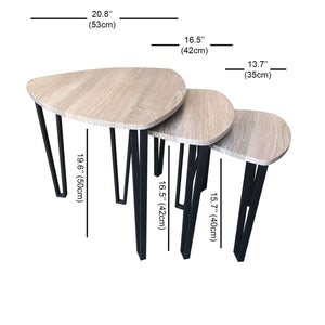 Jessar - Ensemble de 3 Tables à Café avec Base en Métal, De la Collection Webber, Brun - Simple Boutique
