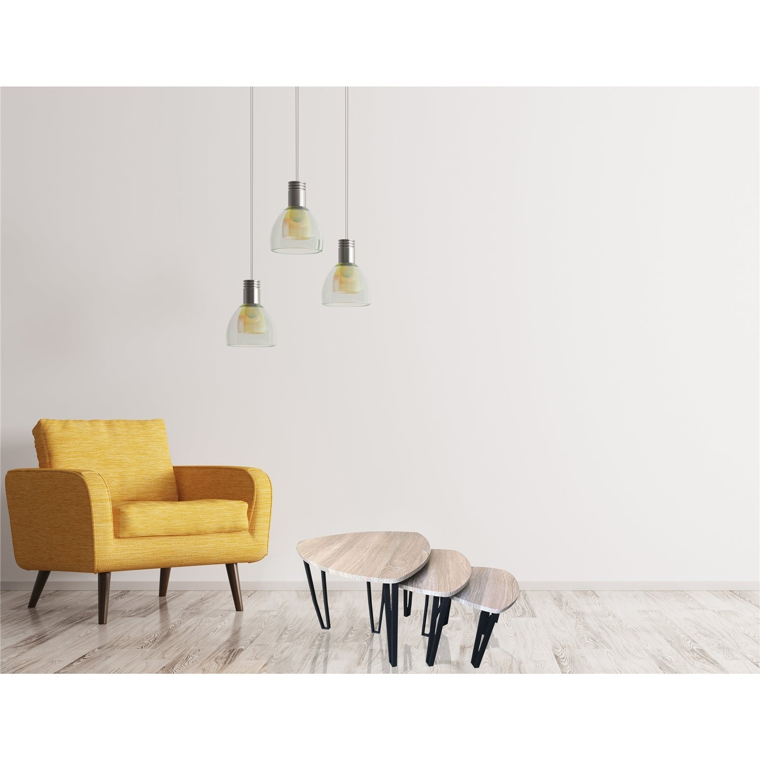 Jessar - Ensemble de 3 Tables à Café avec Base en Métal, De la Collection Webber, Brun - Simple Boutique