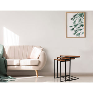 Jessar - Ensemble de 3 Tables d'appoint, De la Collection Eden, Grain de Bois Brun - Simple Boutique