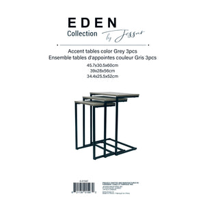 Jessar - Ensemble de 3 Tables d'appoint, De la Collection Eden, Grain de Bois Gris - Simple Boutique