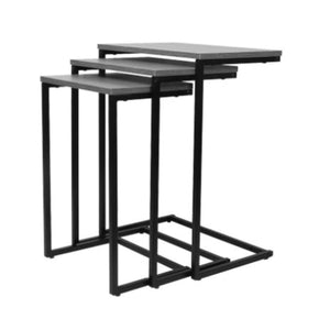 Jessar - Ensemble de 3 Tables d'appoint, De la Collection Eden, Grain de Bois Gris - Simple Boutique