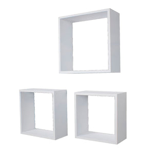 Jessar - Ensemble de 3 Tablettes Flottantes Carrés, De la Collection Fairview, Blanc - Simple Boutique