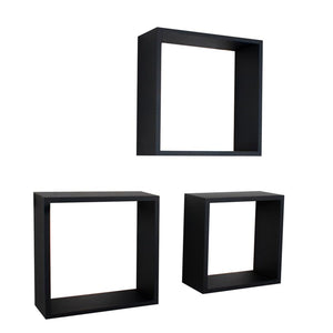 Jessar - Ensemble de 3 Tablettes Flottantes Carrés, De la Collection Fairview, Noir - Simple Boutique