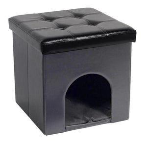 Jessar - Ottomane/Repose-Pied Avec Cachette pour Animaux, De la Collection Maddox, Noir - Simple Boutique