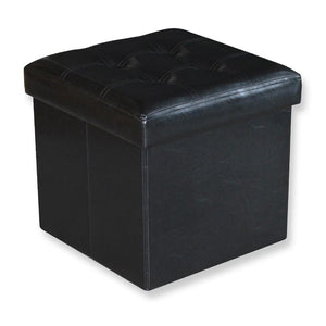 Jessar - Ottomane/Repose-Pied de Rangement, Cubique, De la Collection Austin , Noir - Simple Boutique