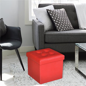 Jessar - Ottomane/Repose-Pied de Rangement, Cubique, De la Collection Austin , Rouge - Simple Boutique
