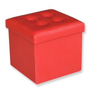 Jessar - Ottomane/Repose-Pied de Rangement, Cubique, De la Collection Austin , Rouge - Simple Boutique