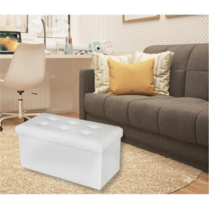 Jessar - Ottomane/Repose-Pied de Rangement, Rectangulaire, De la Collection Acadia, Blanc - Simple Boutique