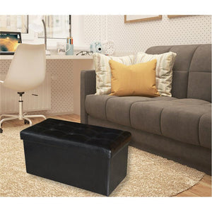 Jessar - Ottomane/Repose-Pied de Rangement, Rectangulaire, De la Collection Acadia, Noir - Simple Boutique
