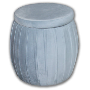 Jessar - Ottomane/Repose-Pieds Rond avec Rangement, De la Collection Laurence, Velours Gris - Simple Boutique