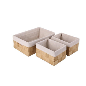 Jessar - Panier de Rangement en Tissus, Ensemble de 3, Beige - Simple Boutique