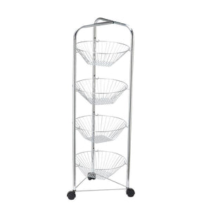 Jessar - Paniers de Fruits à 4 Niveaux sur Roulettes, Chrome - Simple Boutique