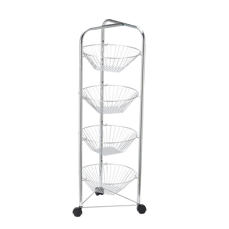 Jessar - Paniers de Fruits à 4 Niveaux sur Roulettes, Chrome - Simple Boutique