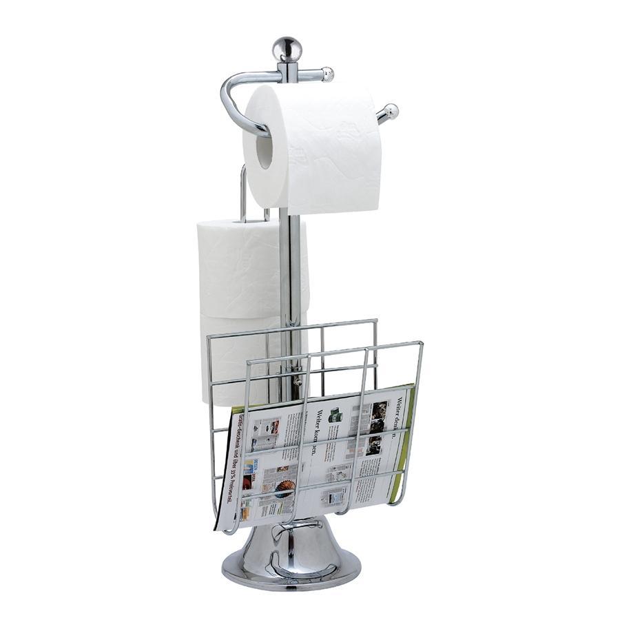 Jessar - Support pour Papier Hygiénique sur Pied Avec Rangement pour Magazine, Argenté - Simple Boutique