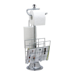 Jessar - Support pour Papier Hygiénique sur Pied Avec Rangement pour Magazine, Argenté - Simple Boutique