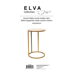 Jessar - Table d'appoint Ronde, 15.7"x23.6", De la Collection Elva, Doré et Blanc - Simple Boutique