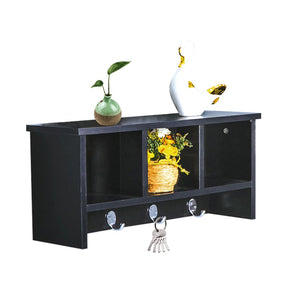 Jessar - Tablette Flottante Murale avec Casiers et Crochets, 22" x 10.8" x 6.7" , Noir - Simple Boutique