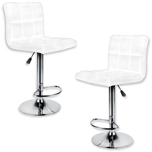 Jessar - Tabouret Tournant à Hauteur Réglable de la Collection Fixer, Ensemble de 2, Blanc - Simple Boutique