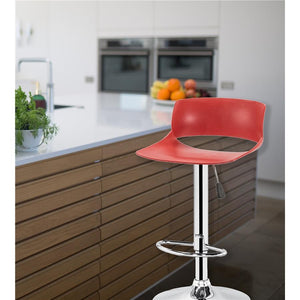 Jessar - Tabouret Tournant à Hauteur Réglable de la Collection Glamour, Ensemble de 2, Rouge - Simple Boutique