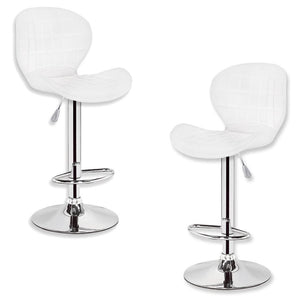 Jessar - Tabouret Tournant à Hauteur Réglable de la Collection Upper, Ensemble de 2, Blanc - Simple Boutique