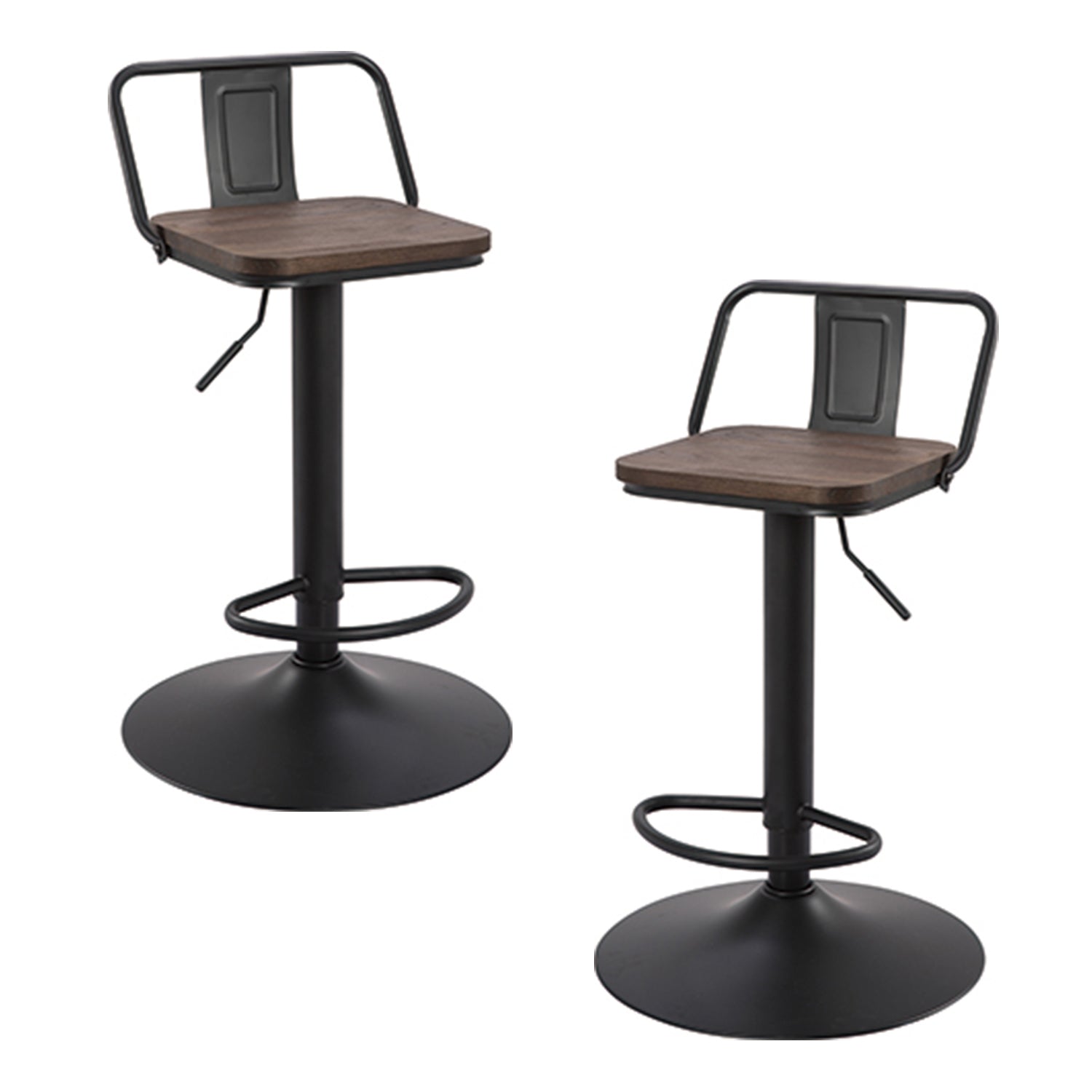 Jessar - Tabourets Tournants à Hauteur Réglable, De la Collection Gordon, Ensemble de 2, Noir - Simple Boutique