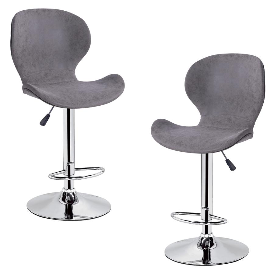 Jessar - Tabourets Tournants à Hauteur Réglable de la Collection California, Ensemble de 2, Gris - Simple Boutique