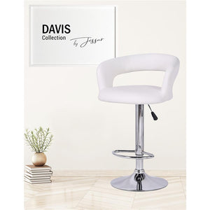 Jessar - Tabourets Tournants à Hauteur Réglable de la Collection Davis, Ensemble de 2, Blanc - Simple Boutique