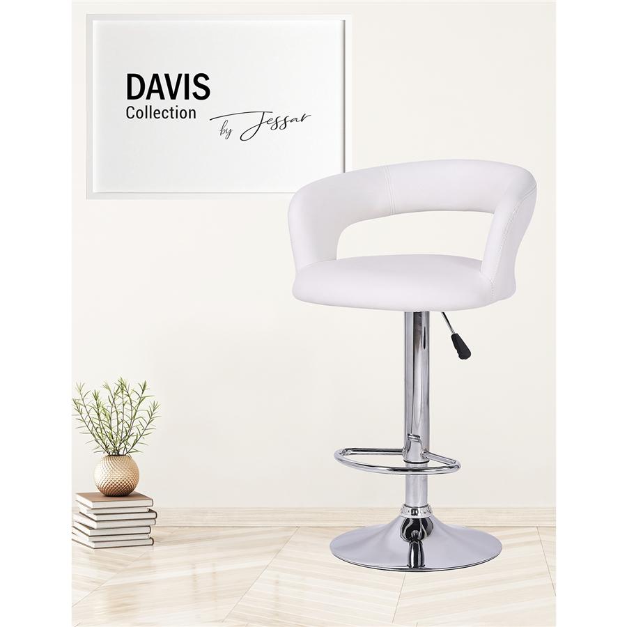 Jessar - Tabourets Tournants à Hauteur Réglable de la Collection Davis, Ensemble de 2, Blanc - Simple Boutique