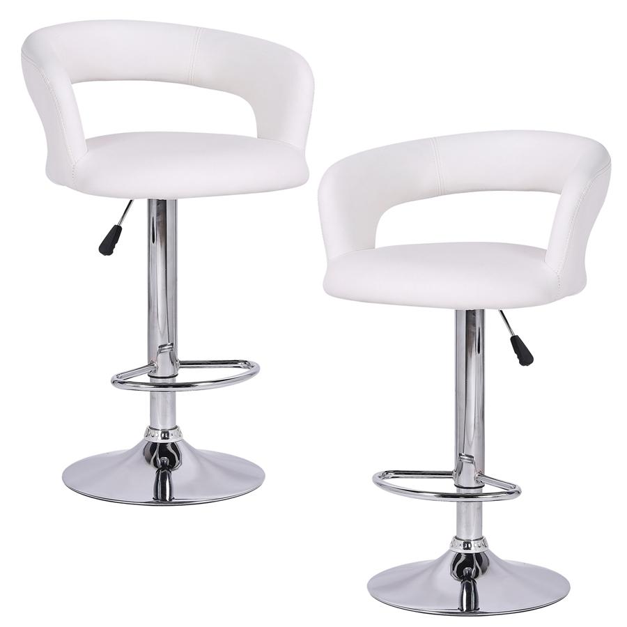 Jessar - Tabourets Tournants à Hauteur Réglable de la Collection Davis, Ensemble de 2, Blanc - Simple Boutique
